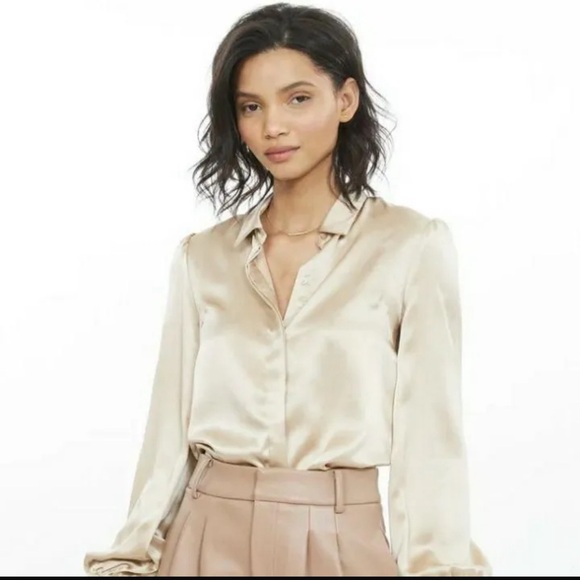 GENERATION LOVE AURELIE BLOUSE Latte Sz S - Picture 3 of 4